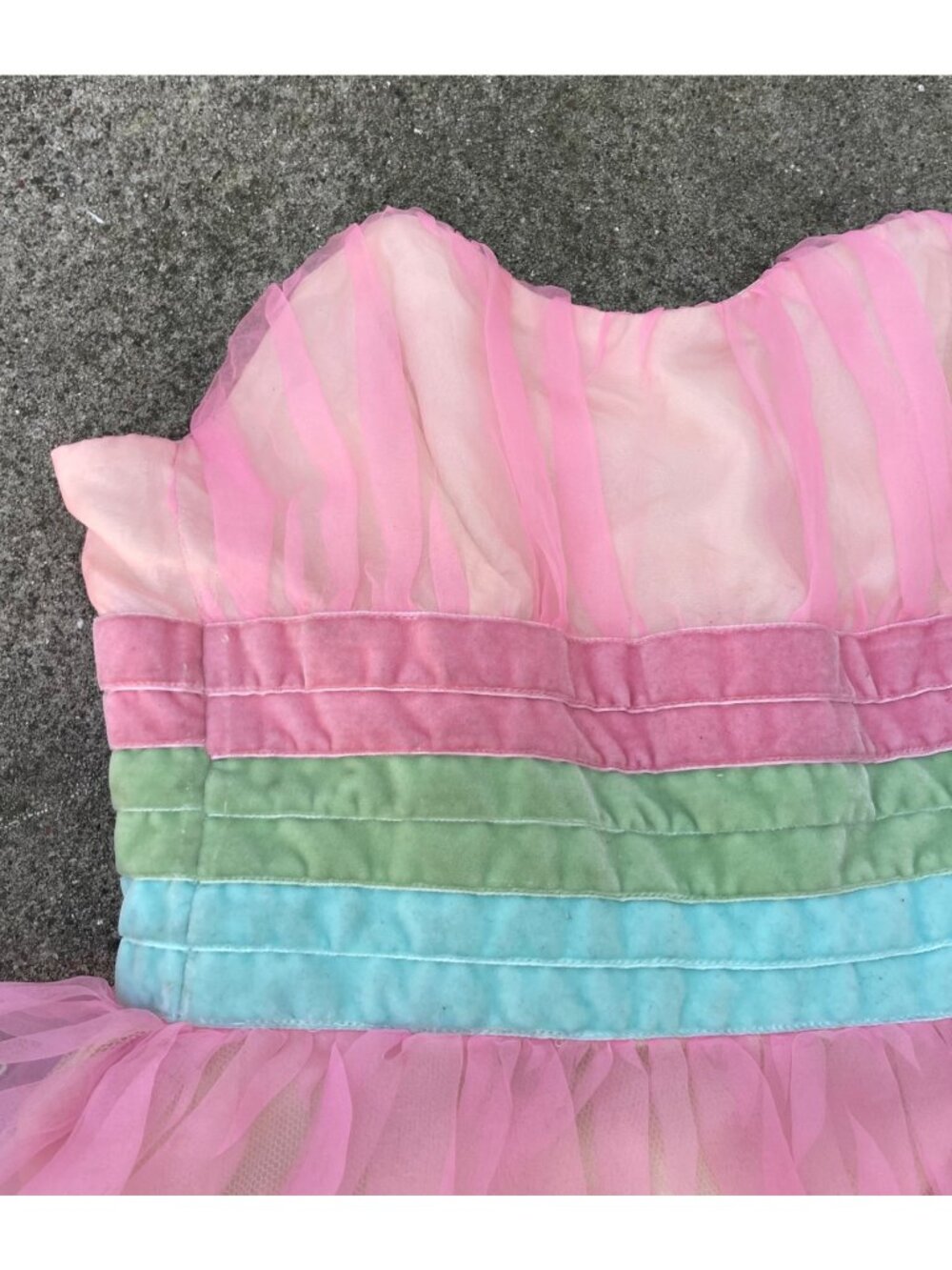 Vintage Y2K Betsey Johnson Dress Tulle Pink Bows Painted Floral Fairy Ethereal S - Picture 10 of 17
